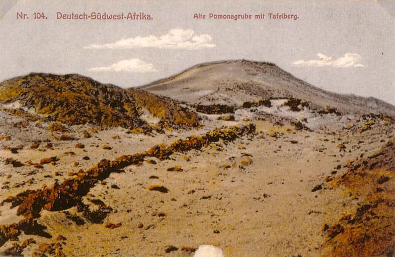 Die alte Pomonagrube mit Tafelberg, kolorierte Postkarte